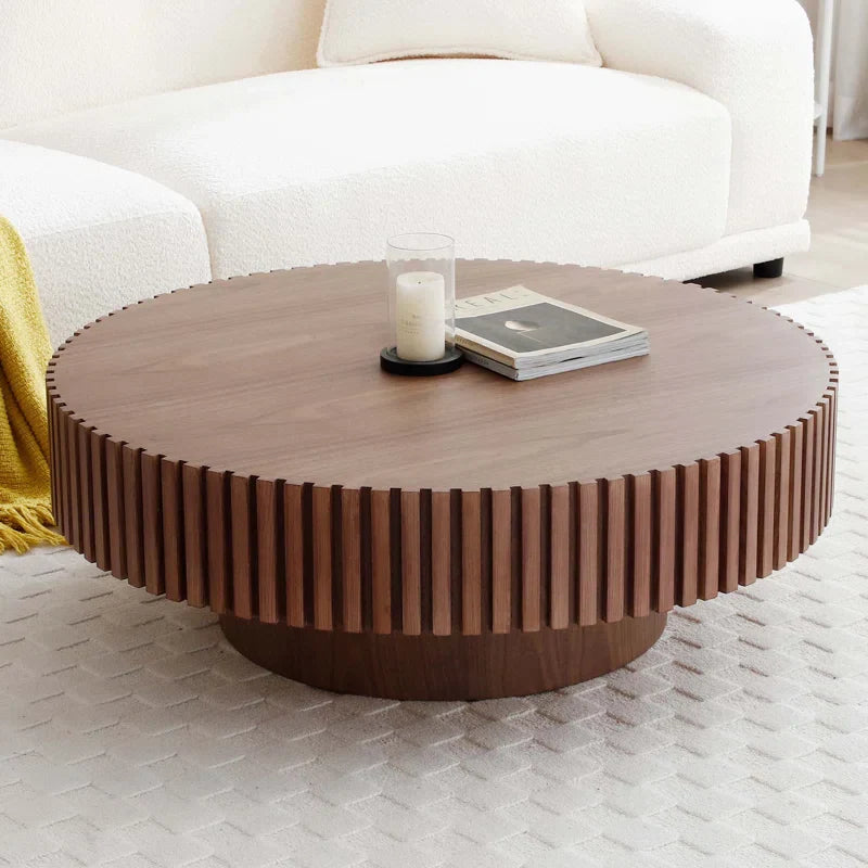 Japandi Round Walnut Coffee Table - Japandi