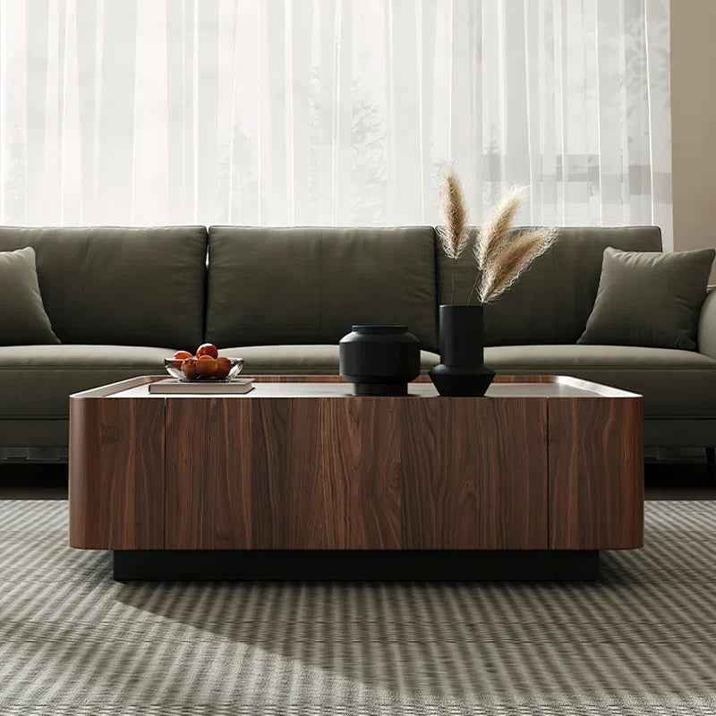 Japandi Square Walnut Coffee Table - Rubinder - Japandi