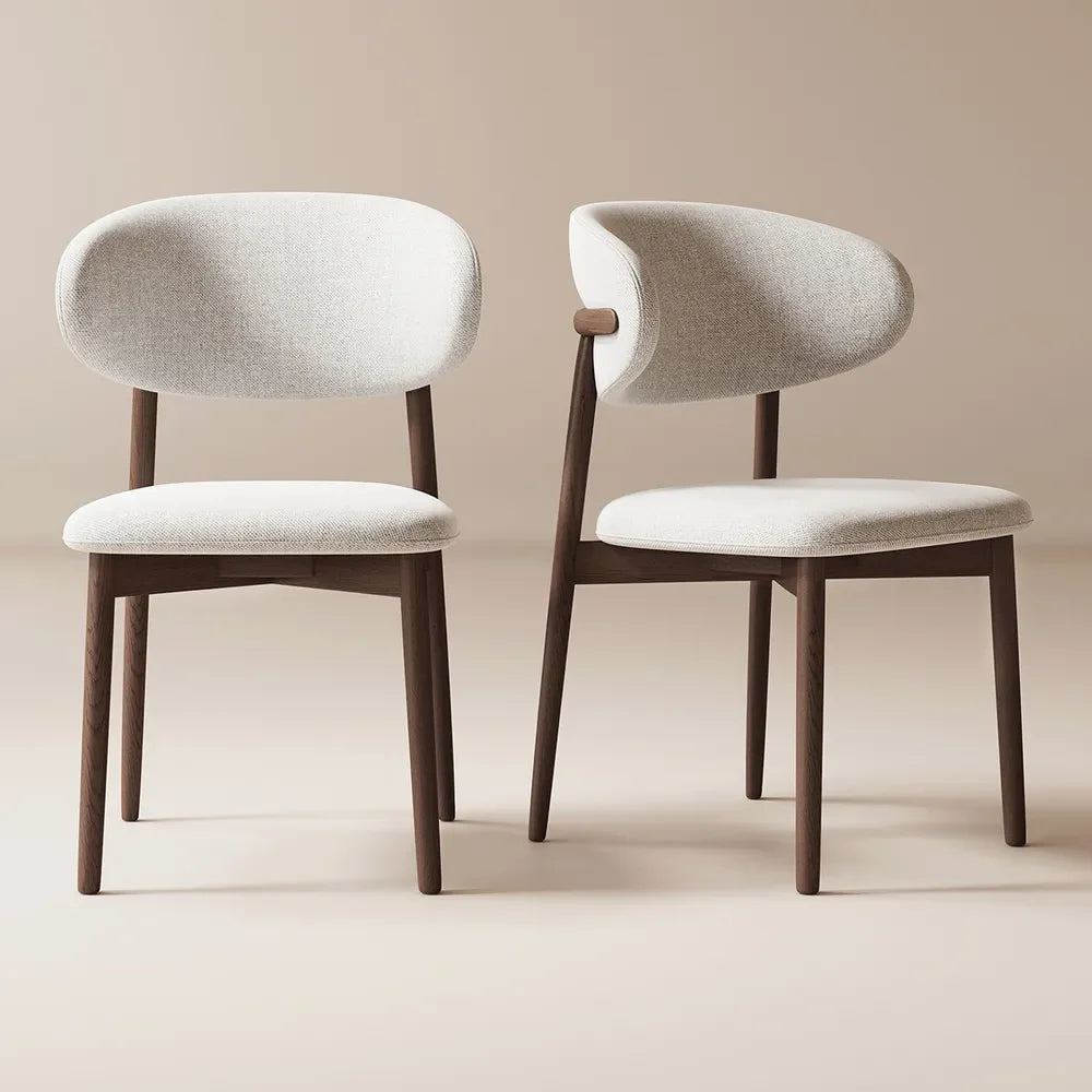 Japandi Wood Upholstered Chair (x2) - Japandi