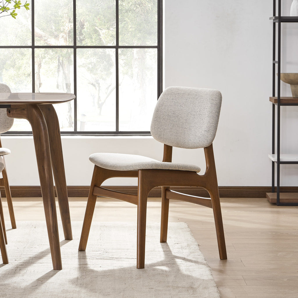 Japandi Wood and Fabric Chair (x2) - Japandi