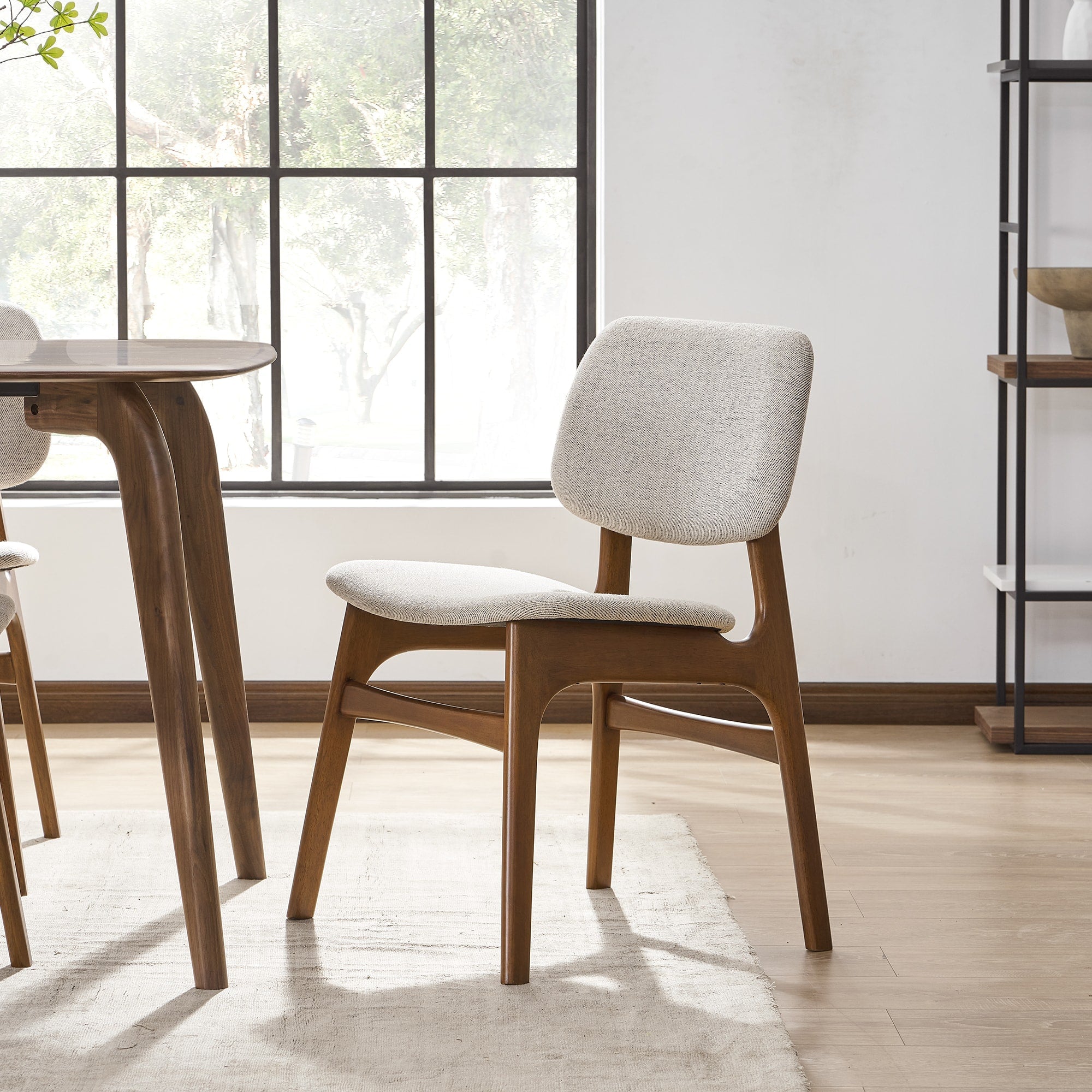 Japandi Wood and Fabric Chair (x2) - Japandi
