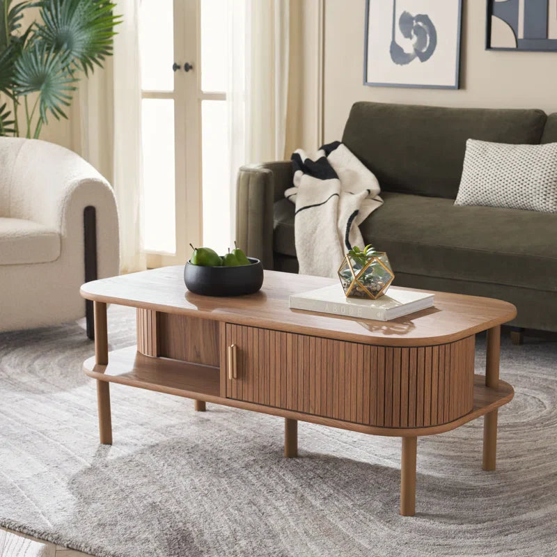 Japandi Wooden Coffee Table with Storage - Japandi