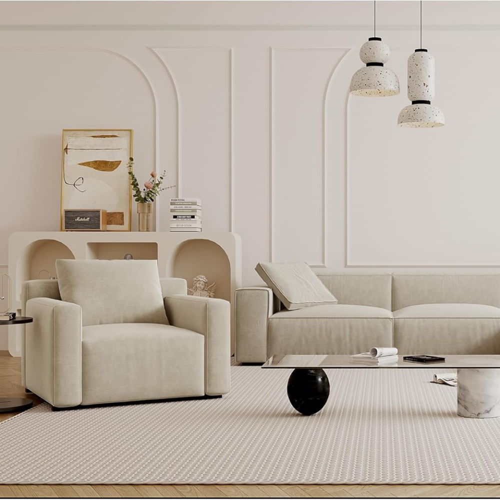 Japandi Suedette Armchair - Japandi