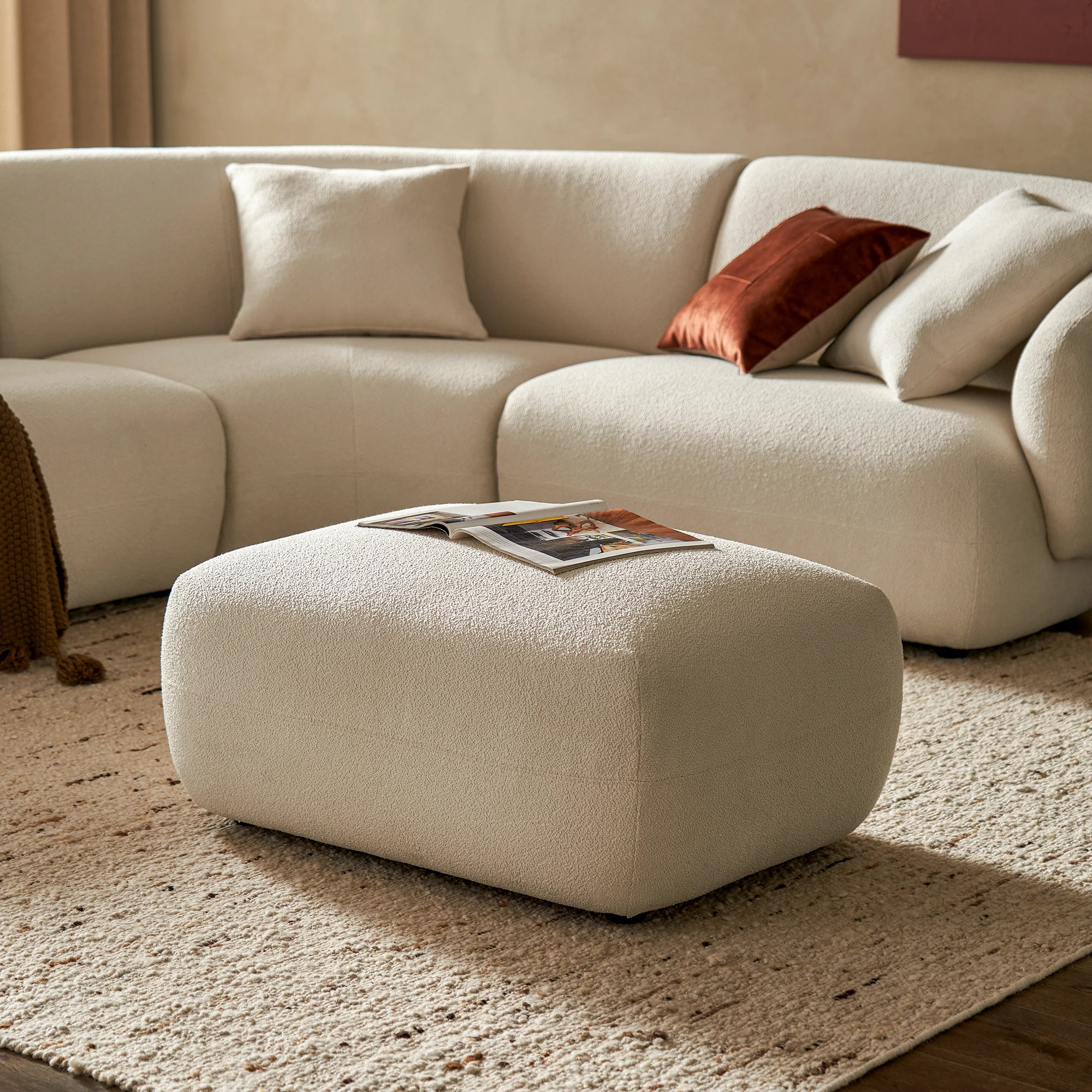 Japandi Boucle Ottoman - Japandi