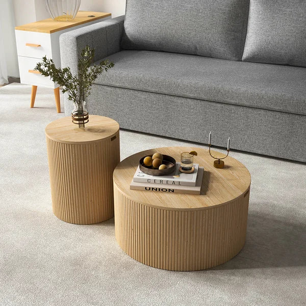 Japandi Wood Coffee Table Set - Japandi
