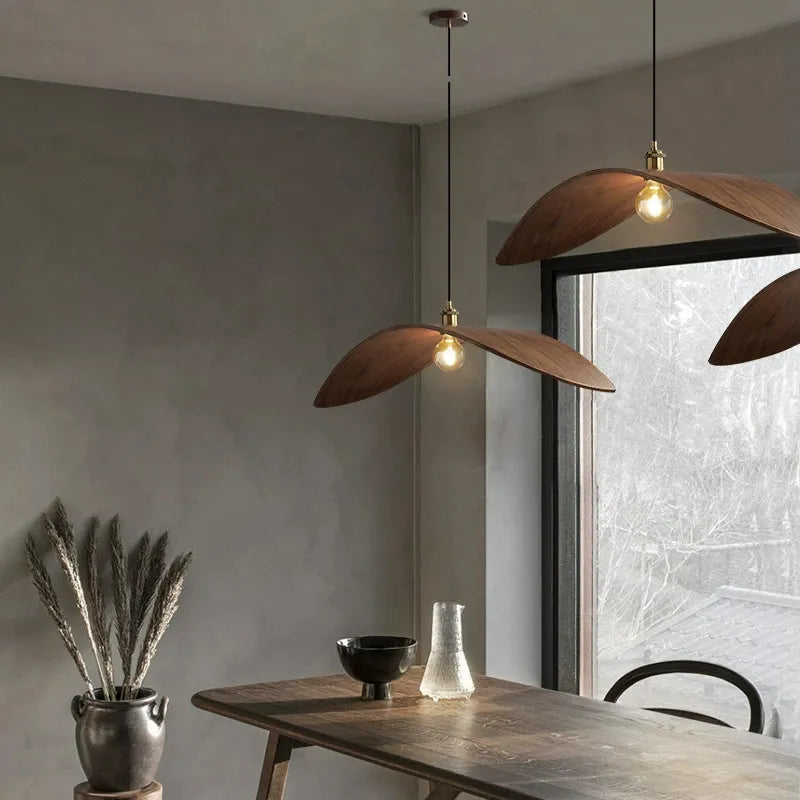Japandi Curved Wood Pendant Light - Japandi