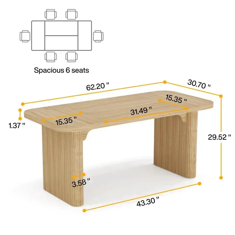 Japandi Rectangular Oak Dining Table - Japandi