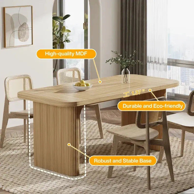 Japandi Rectangular Oak Dining Table - Japandi