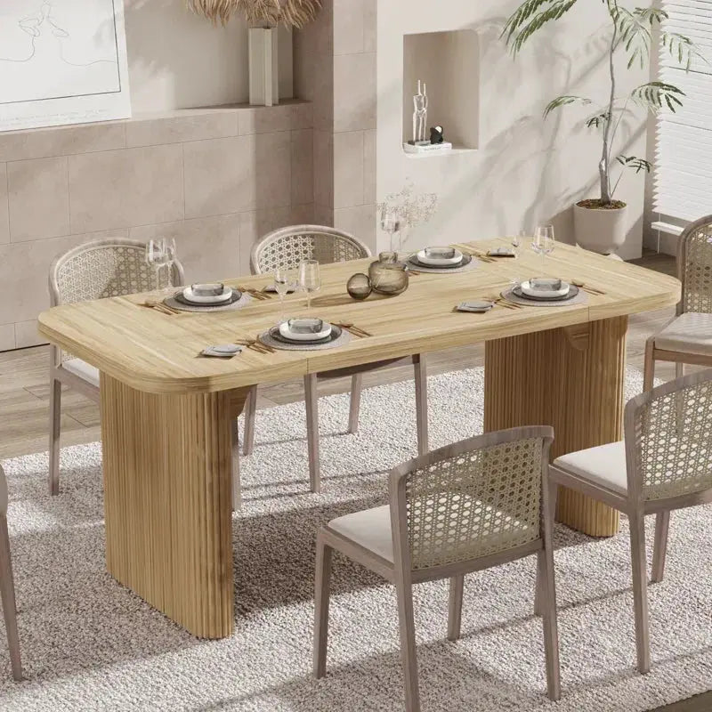 Japandi Rectangular Oak Dining Table - Japandi