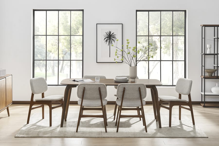 Japandi Wood and Fabric Chair (x2) - Japandi