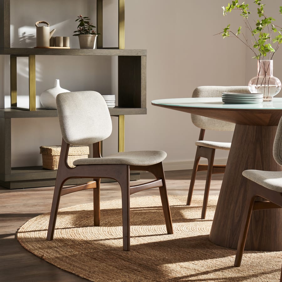Japandi Wood and Fabric Chair (x2) - Japandi