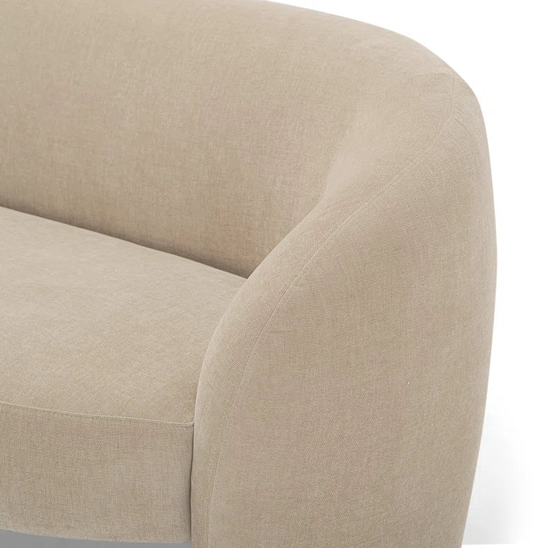 Compact Japandi Loveseat in Textured Fabric - Japandi