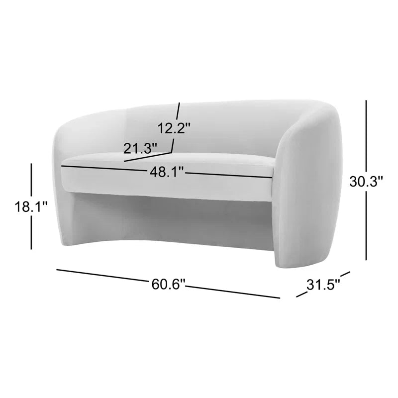 Compact Japandi Loveseat in Textured Fabric - Japandi