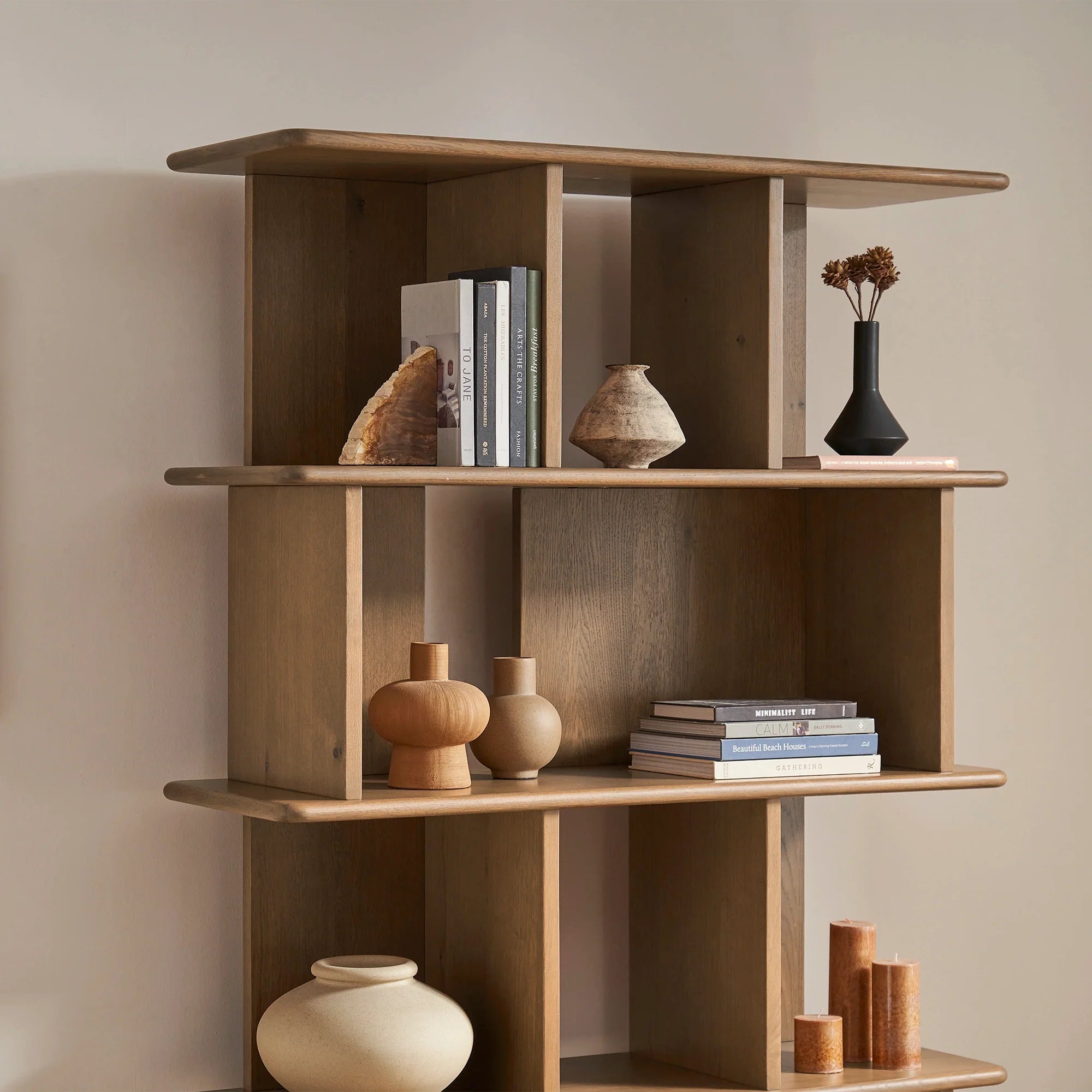 Japandi Wooden Bookshelf - Japandi