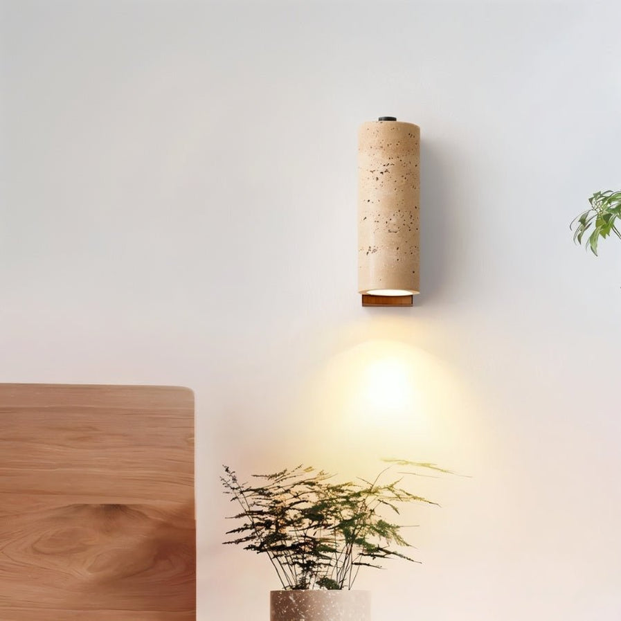Japandi Travertine Wall Lamp With Arched Cut – Lurma - Japandi