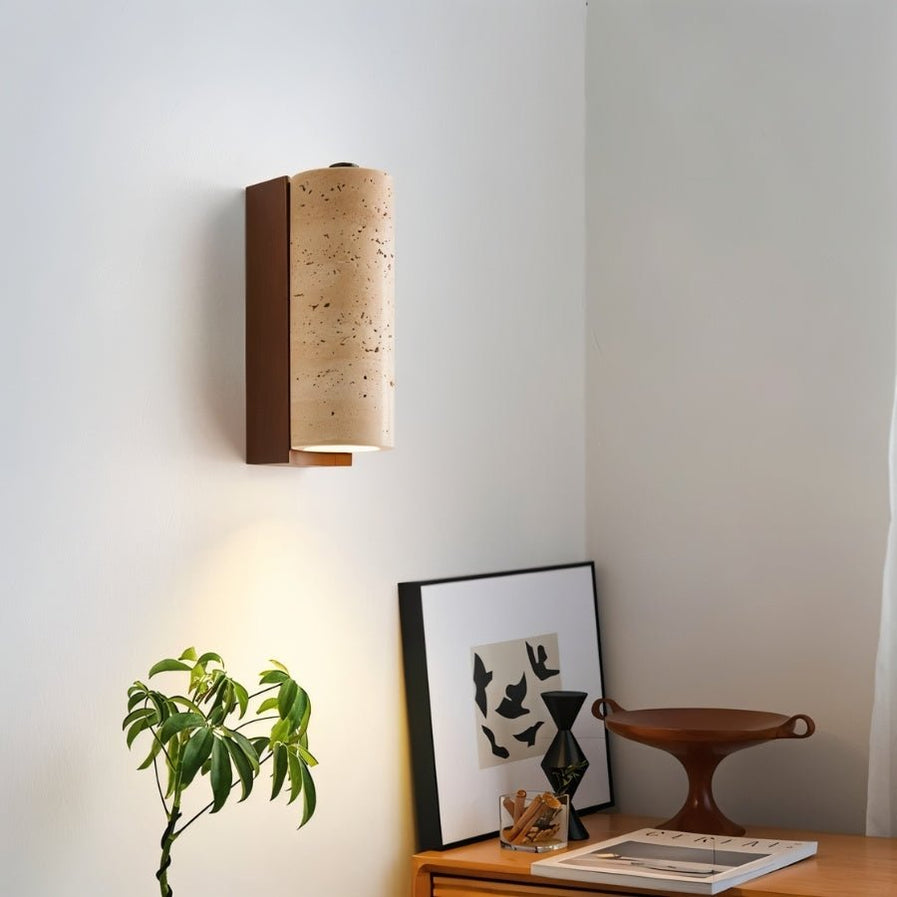 Japandi Travertine Wall Lamp With Arched Cut – Lurma - Japandi