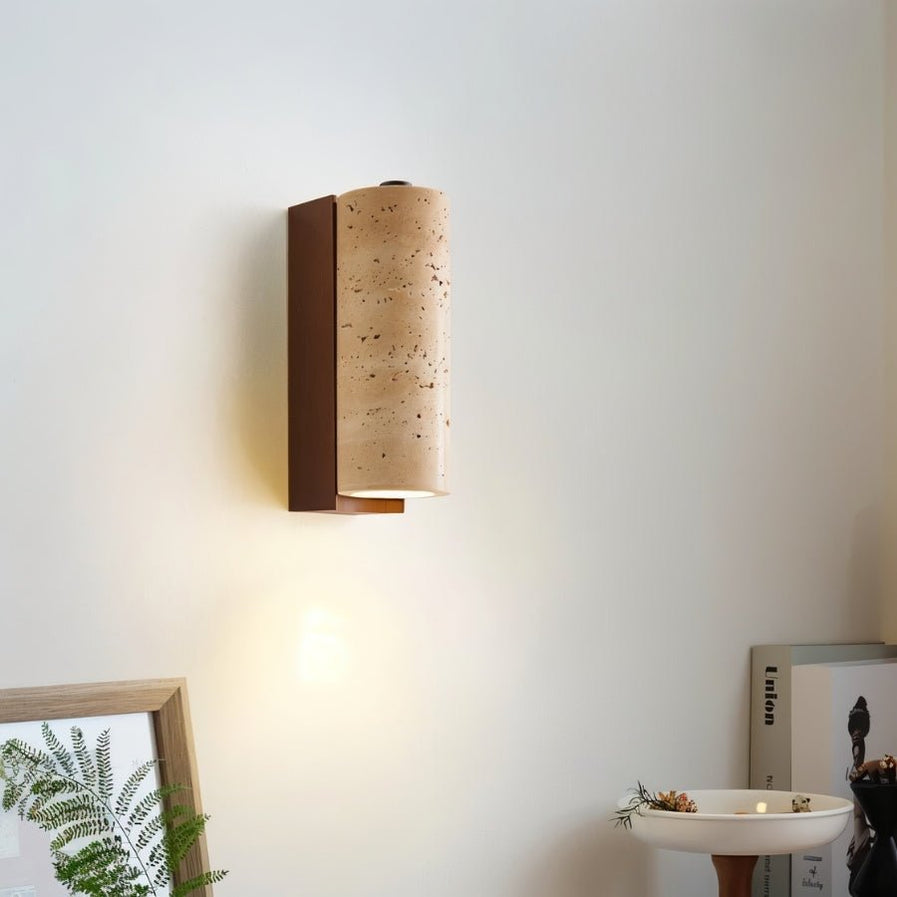 Japandi Travertine Wall Lamp With Arched Cut – Lurma - Japandi