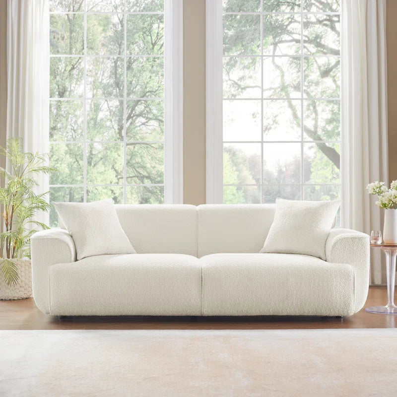 Japandi Round Arm Bouclé Sofa - Japandi