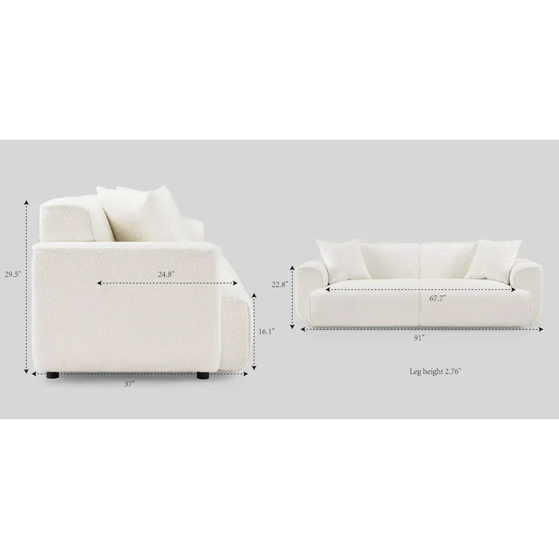 Japandi Round Arm Bouclé Sofa - Japandi
