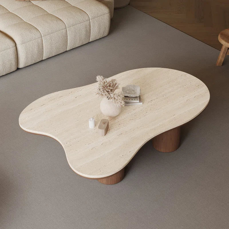 Japandi Stone Tabletop Coffee Table - Masiyah - Japandi