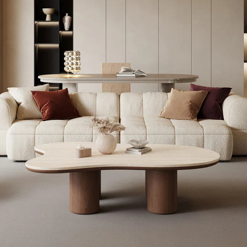 Japandi Stone Tabletop Coffee Table - Masiyah - Japandi