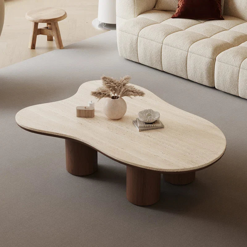 Japandi Stone Tabletop Coffee Table - Masiyah - Japandi