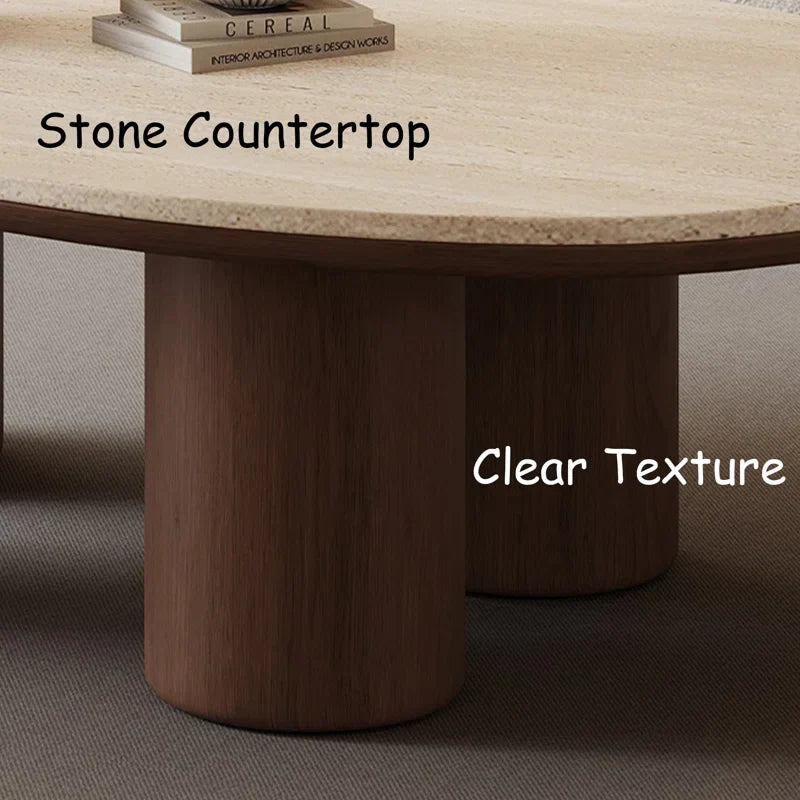 Japandi Stone Tabletop Coffee Table - Masiyah - Japandi