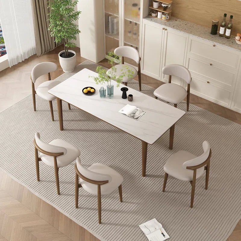 Dark Walnut & Black Leather Japandi Dining Set – Mckylee - Japandi