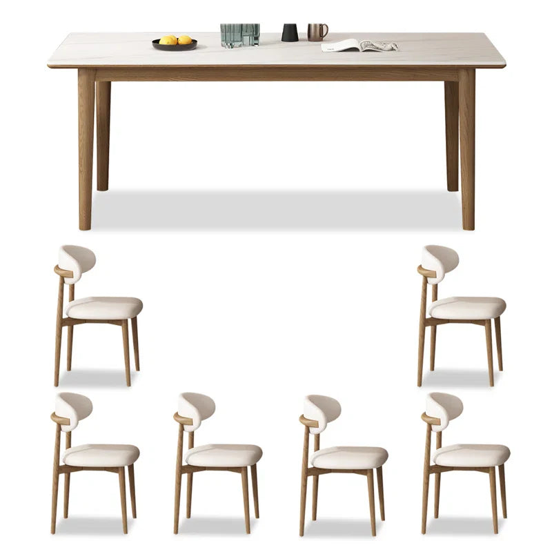 Dark Walnut & Black Leather Japandi Dining Set – Mckylee - Japandi