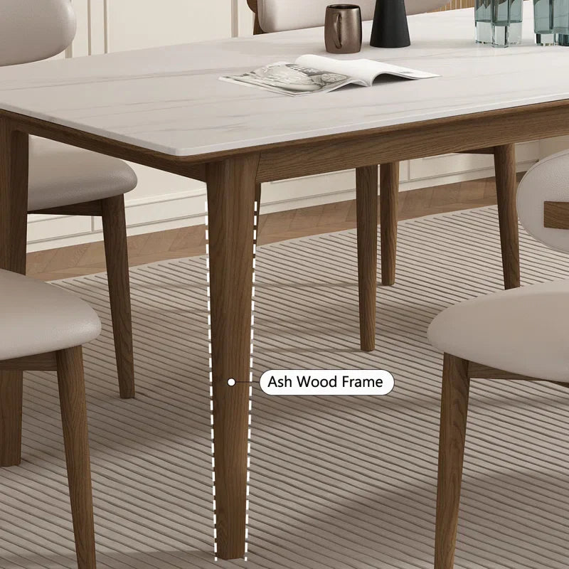 Dark Walnut & Black Leather Japandi Dining Set – Mckylee - Japandi