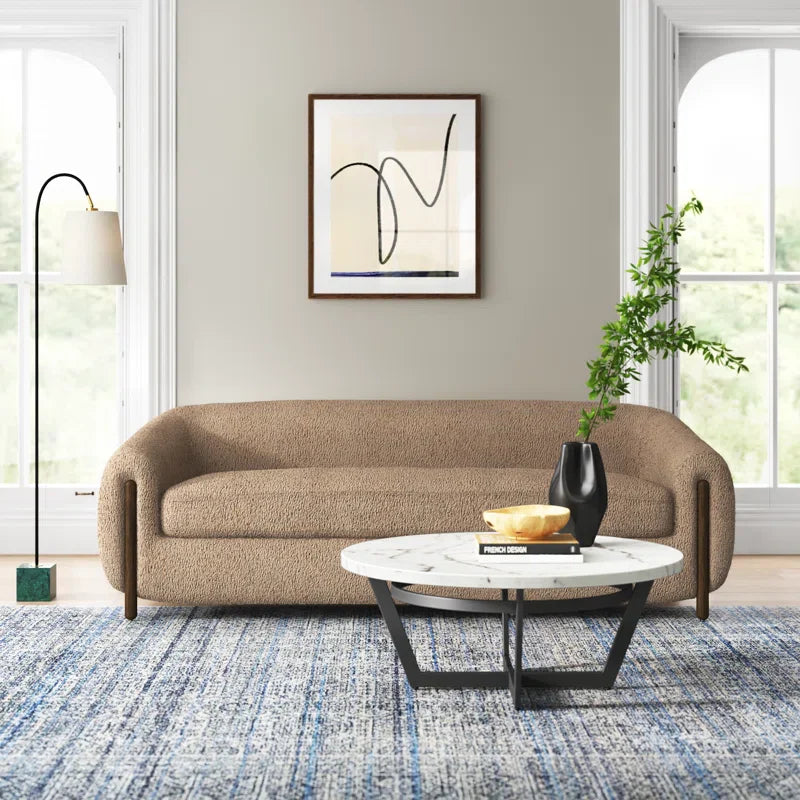 Minimalist Japandi Sofa in Soft Velvet - Japandi