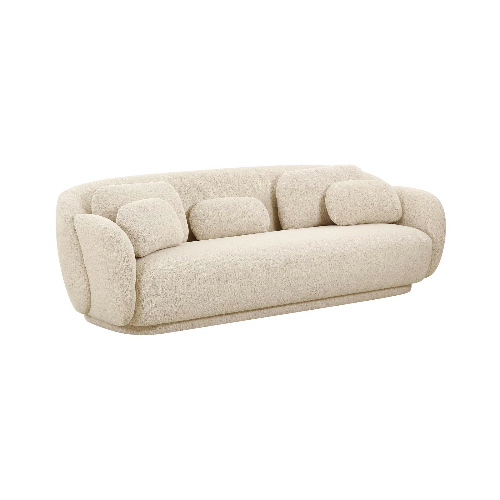 Cream Bouclé Japandi Sofa with Soft Cushions - Japandi