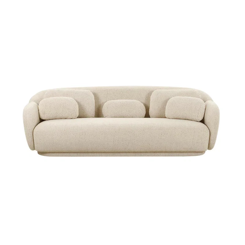 Cream Bouclé Japandi Sofa with Soft Cushions - Japandi