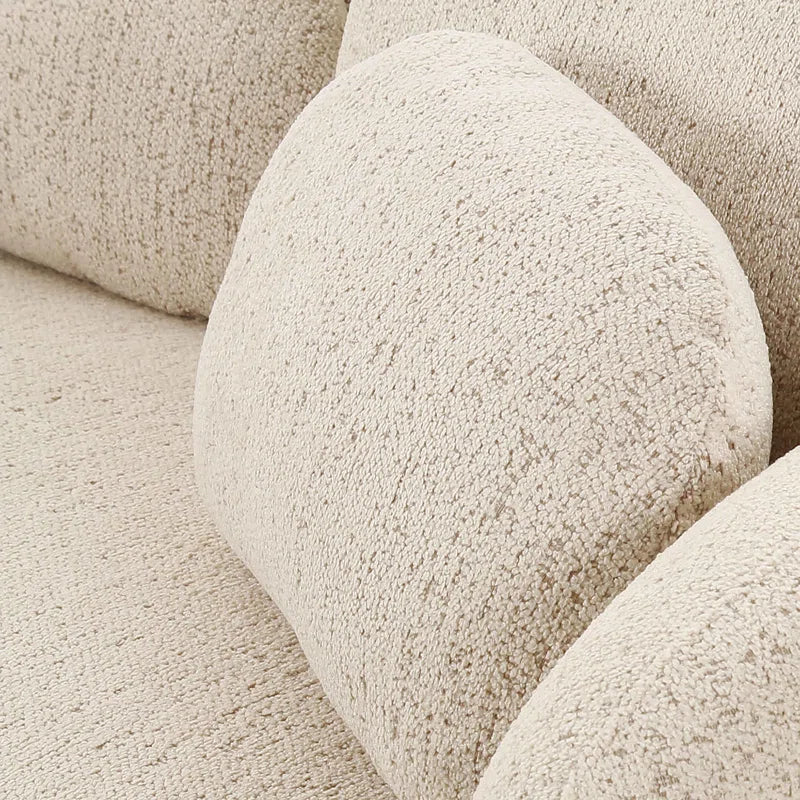Cream Bouclé Japandi Sofa with Soft Cushions - Japandi