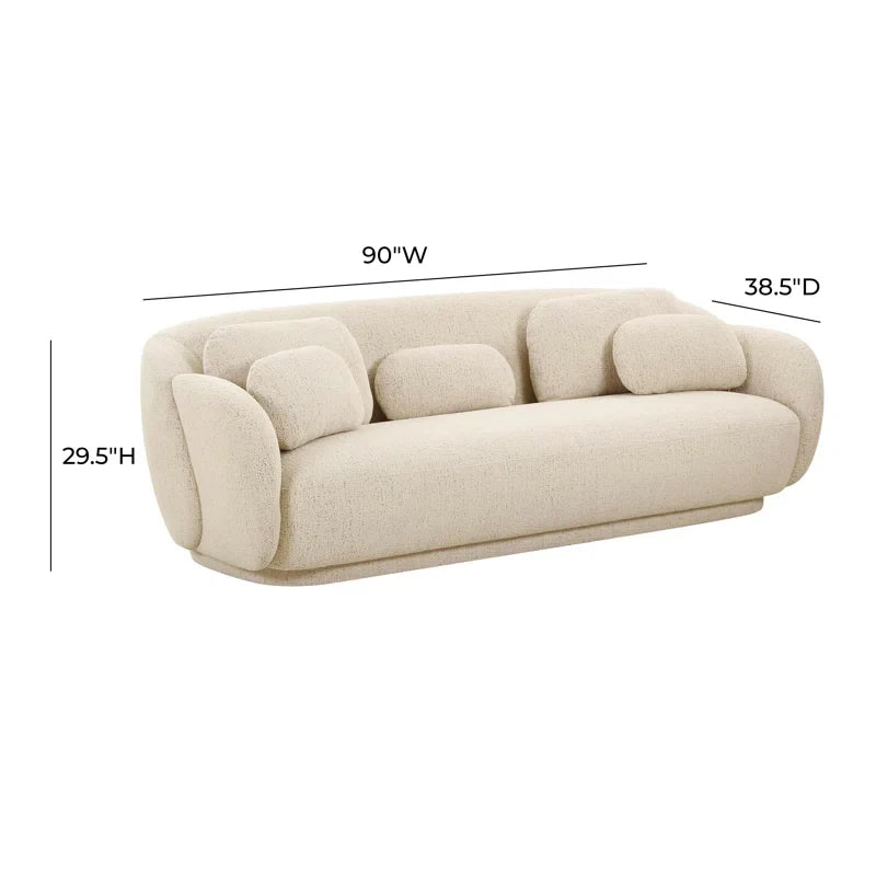 Cream Bouclé Japandi Sofa with Soft Cushions - Japandi