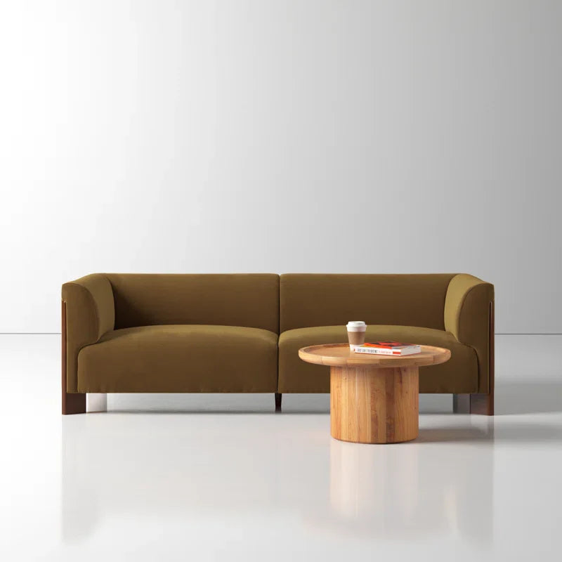 Modern Upholstered Japandi Sofa with Wood Legs - Japandi
