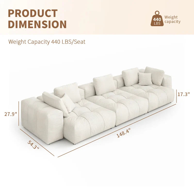 Oversized Modular Japandi Sectional Sofa with Washable Covers - Japandi
