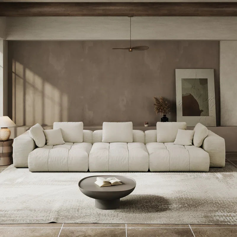 Oversized Modular Japandi Sectional Sofa with Washable Covers - Japandi