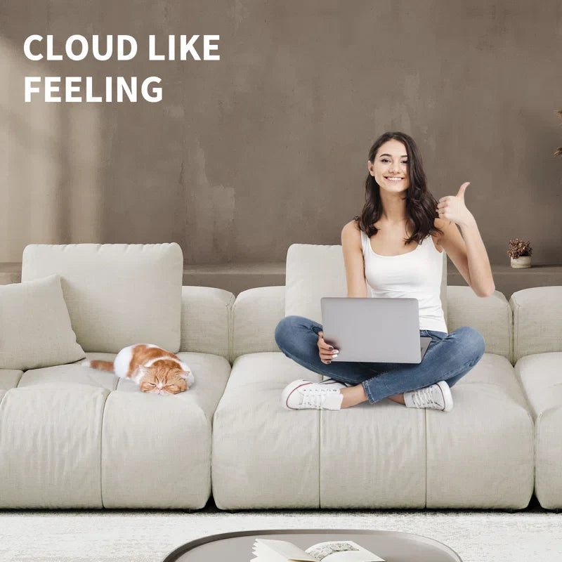Oversized Modular Japandi Sectional Sofa with Washable Covers - Japandi