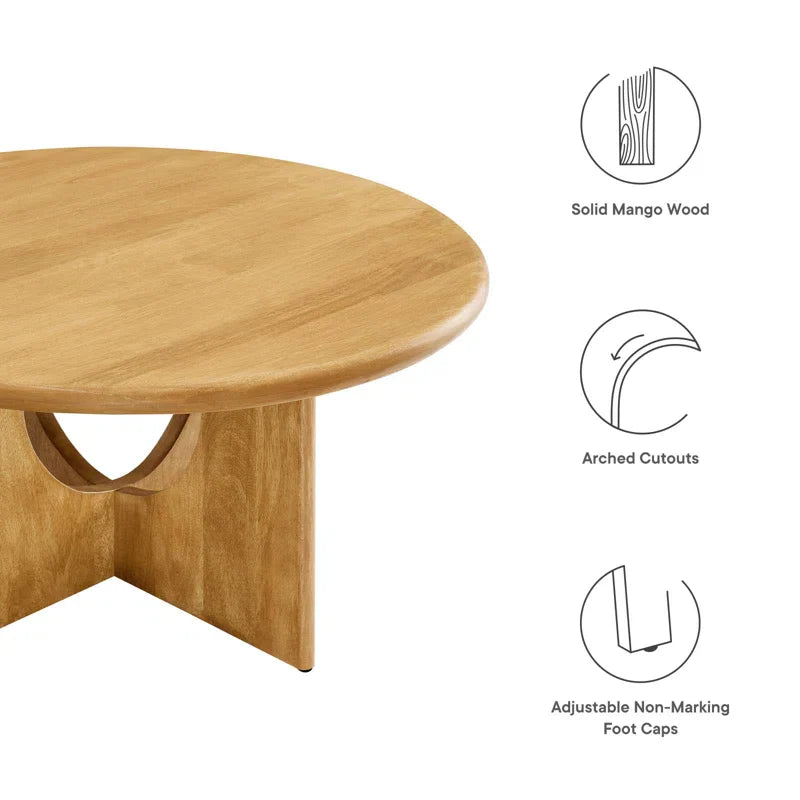 Round Japandi/Mid-Century Coffee Table - Rivian - Japandi
