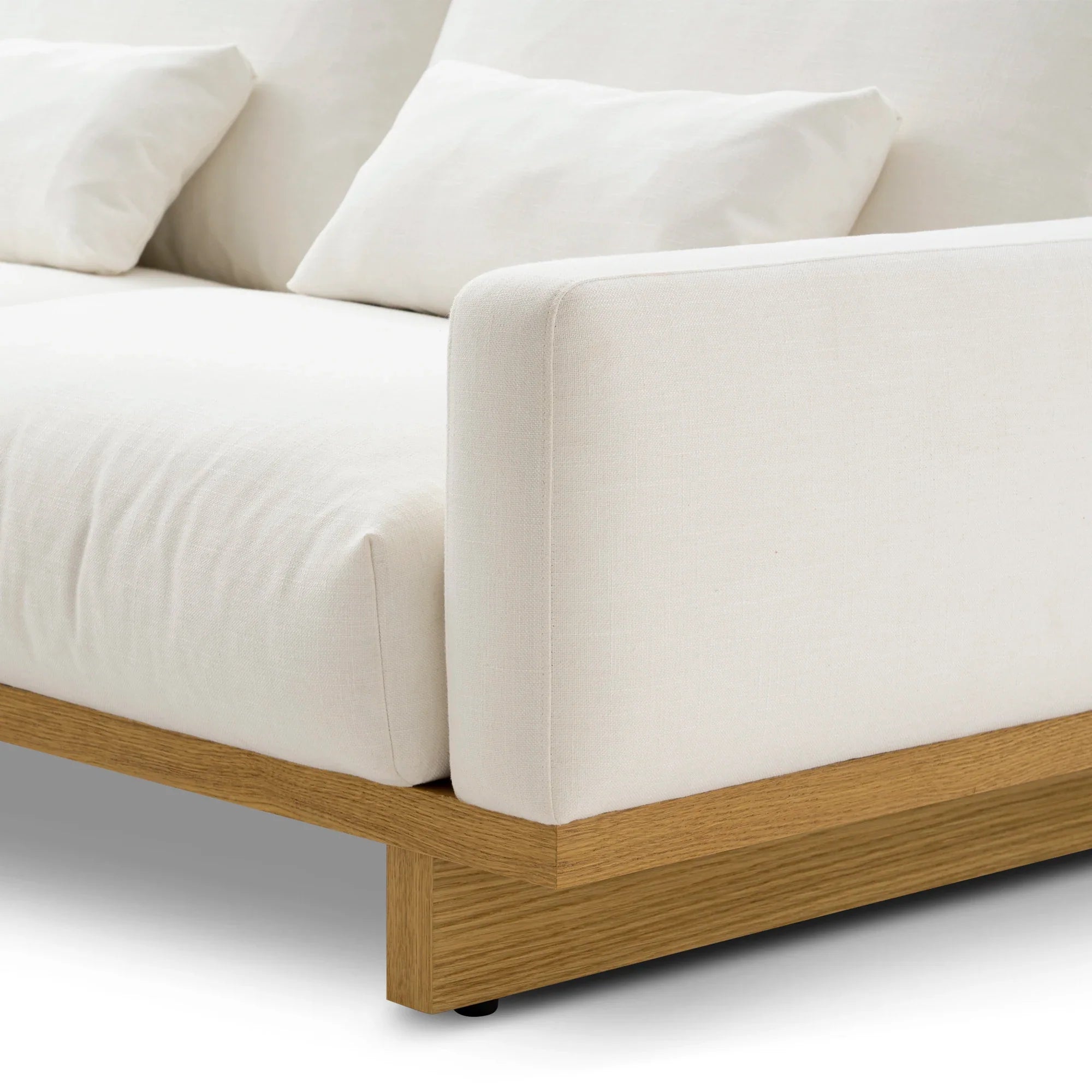 Japandi Fabric & Wood Chaise Sectional Sofa - Japandi