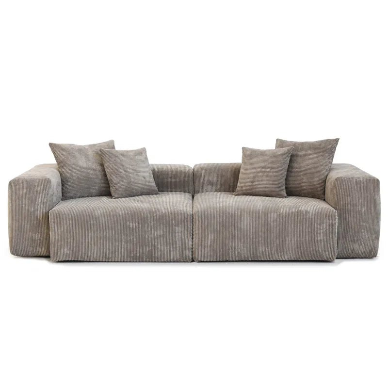Japandi Gray Corduroy Sofa - Japandi