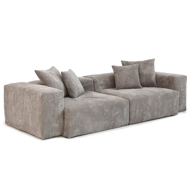 Japandi Gray Corduroy Sofa - Japandi