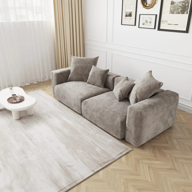 Japandi Gray Corduroy Sofa - Japandi