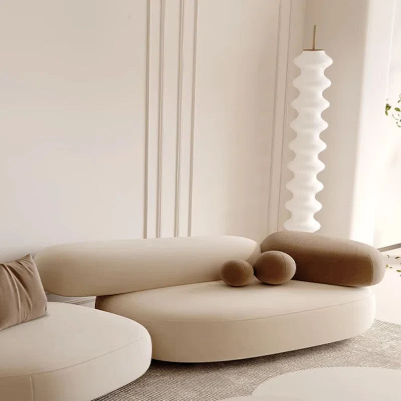 Gray Linen Square Arm Japandi Sofa - Japandi