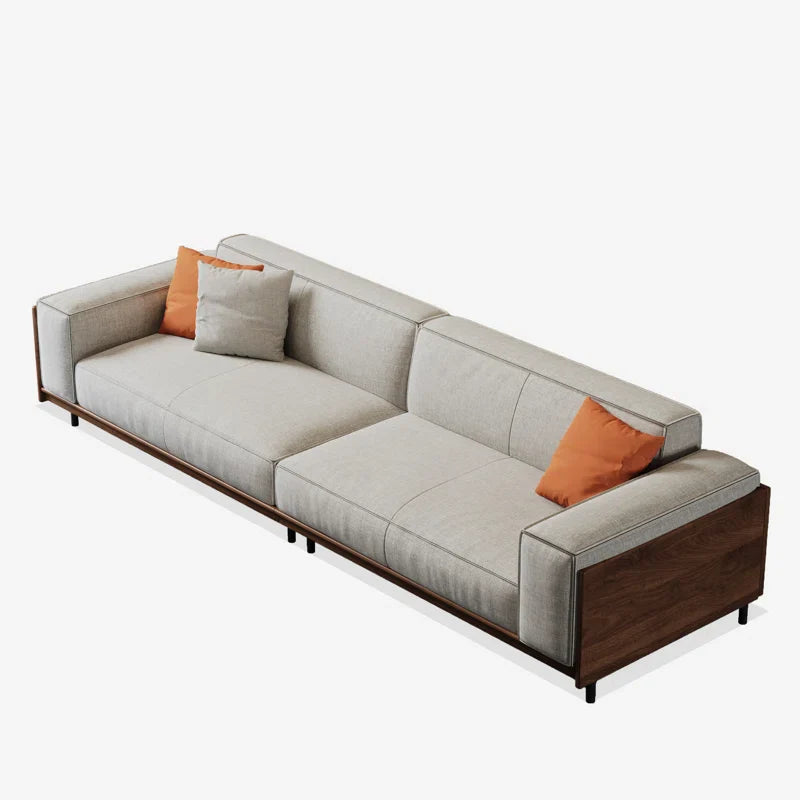 Solid Wood Square Arm Japandi Sofa - Japandi
