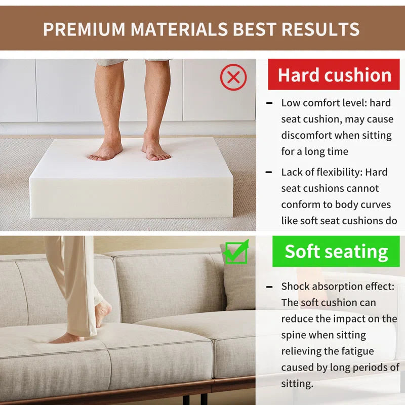 Solid Wood Square Arm Japandi Sofa - Japandi
