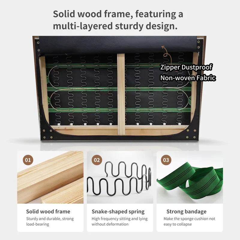 Solid Wood Square Arm Japandi Sofa - Japandi