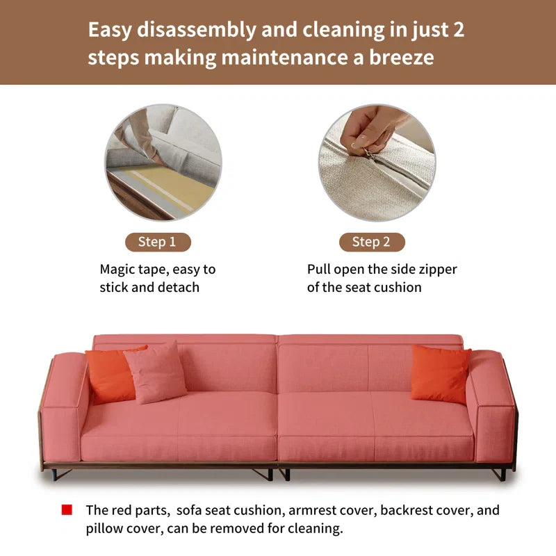 Solid Wood Square Arm Japandi Sofa - Japandi
