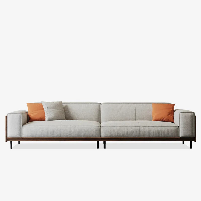Solid Wood Square Arm Japandi Sofa - Japandi